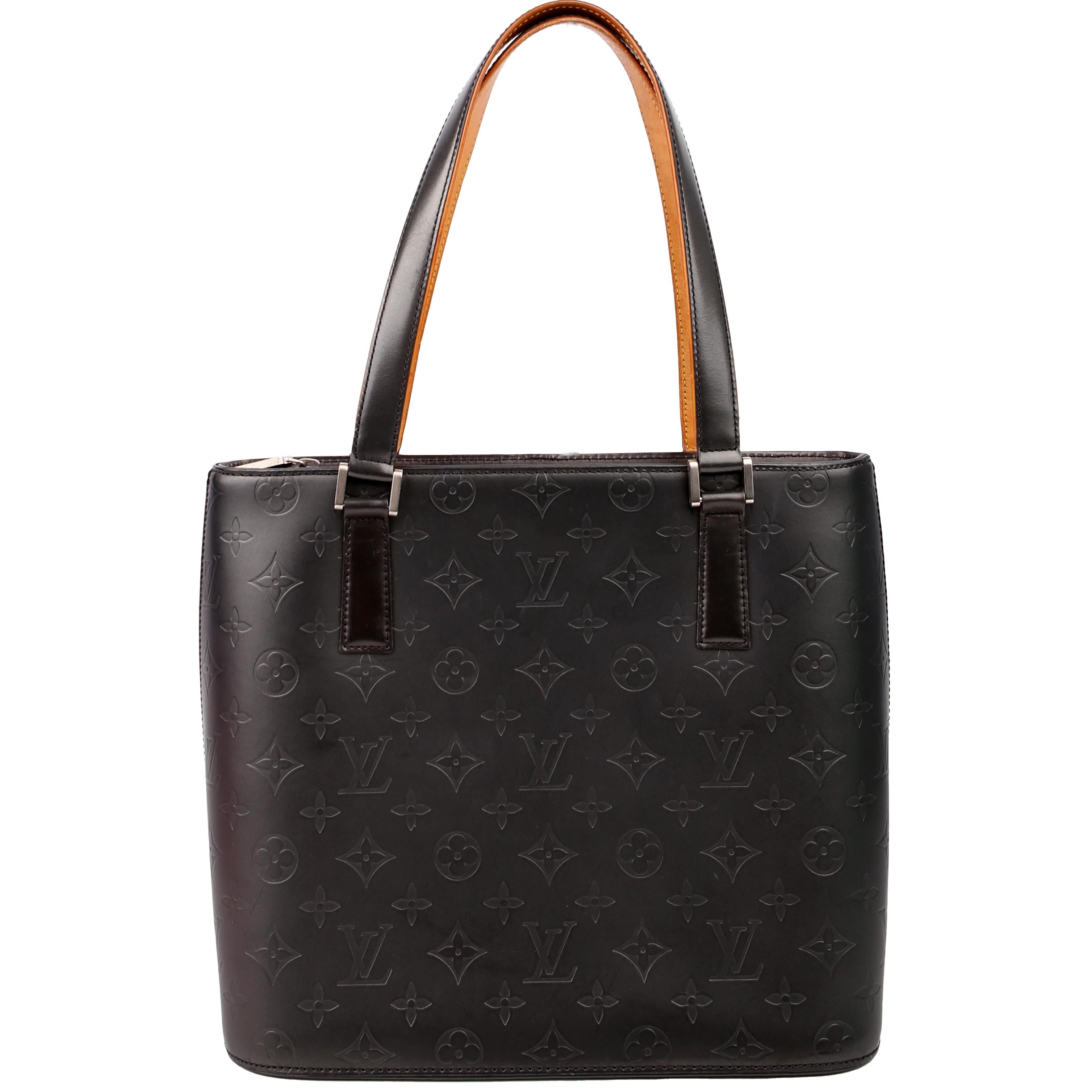 Stockton Monogram Matte Leather Grey