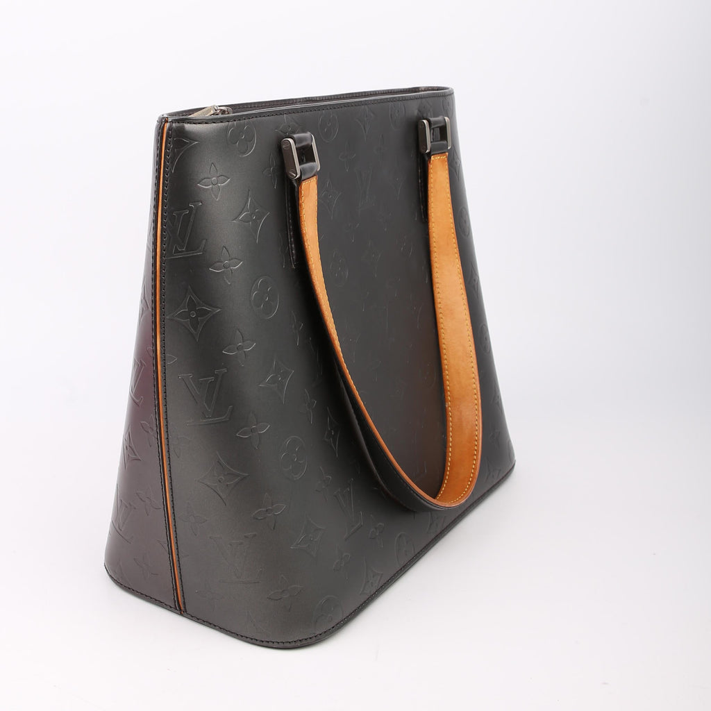 Stockton Monogram Matte Leather Grey