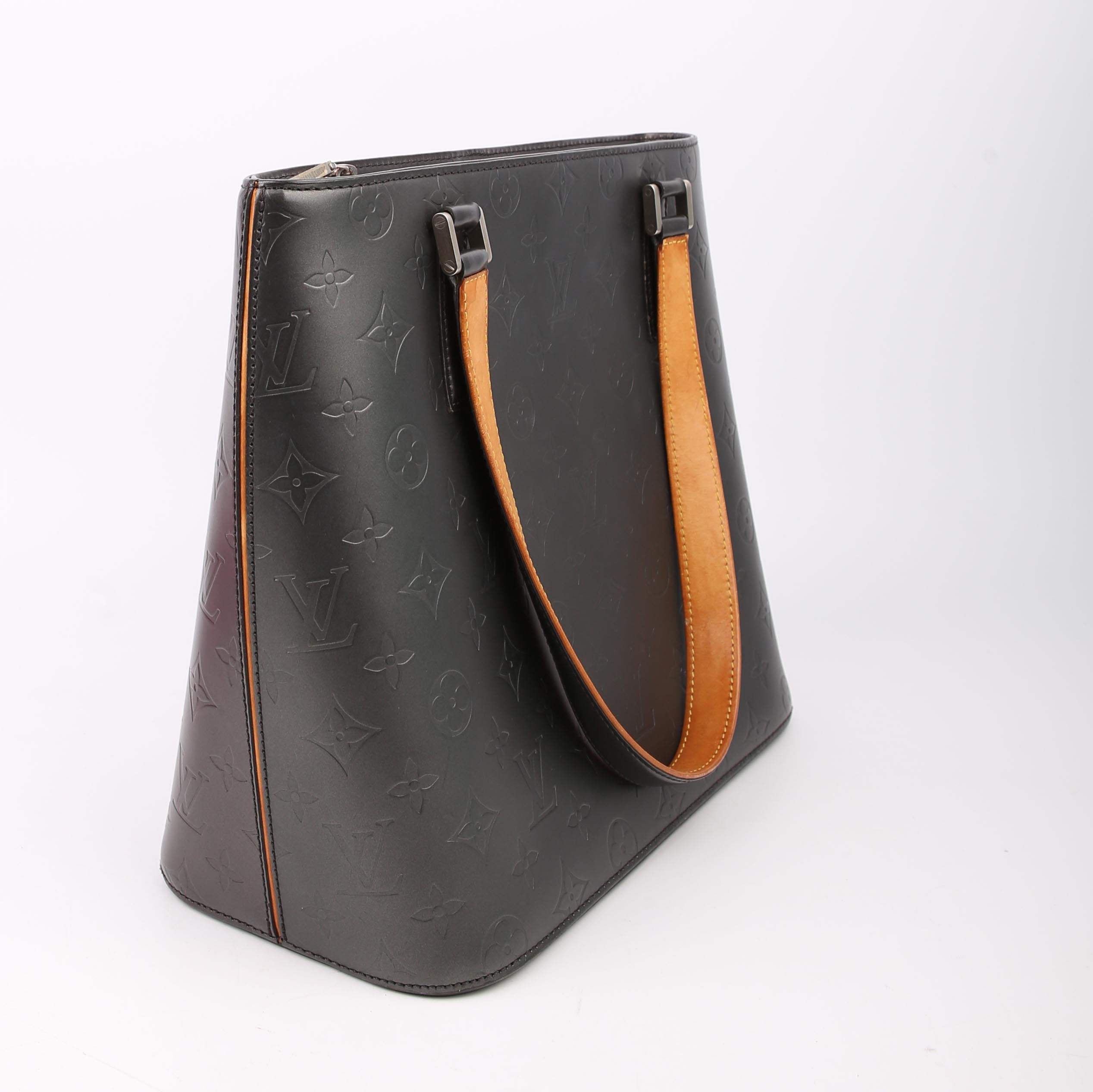 Stockton Monogram Matte Leather Grey