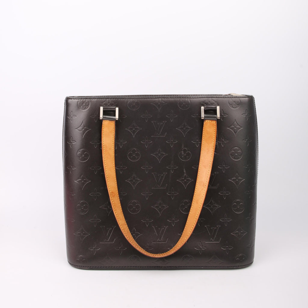 Stockton Monogram Matte Leather Grey