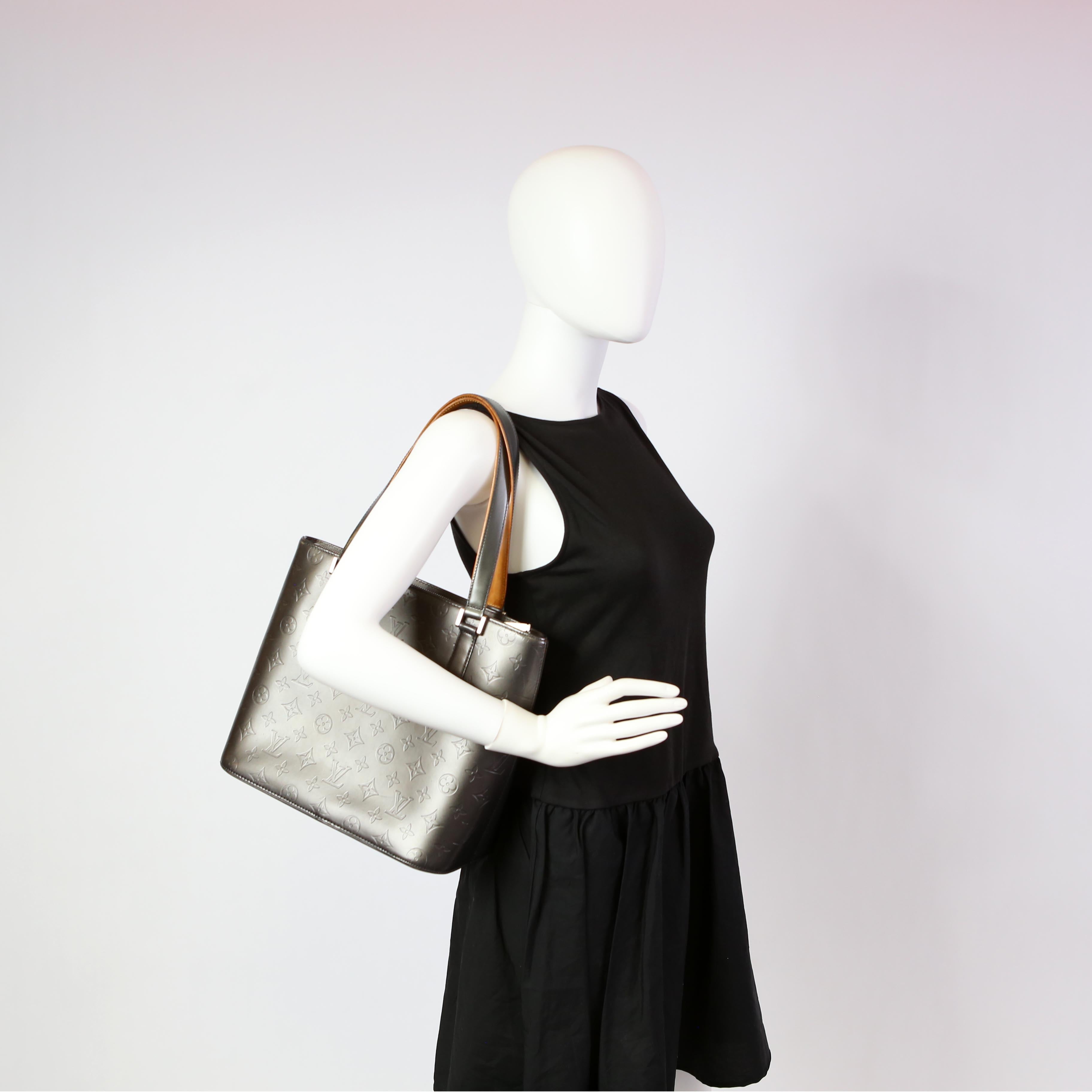 Stockton Monogram Matte Leather Grey