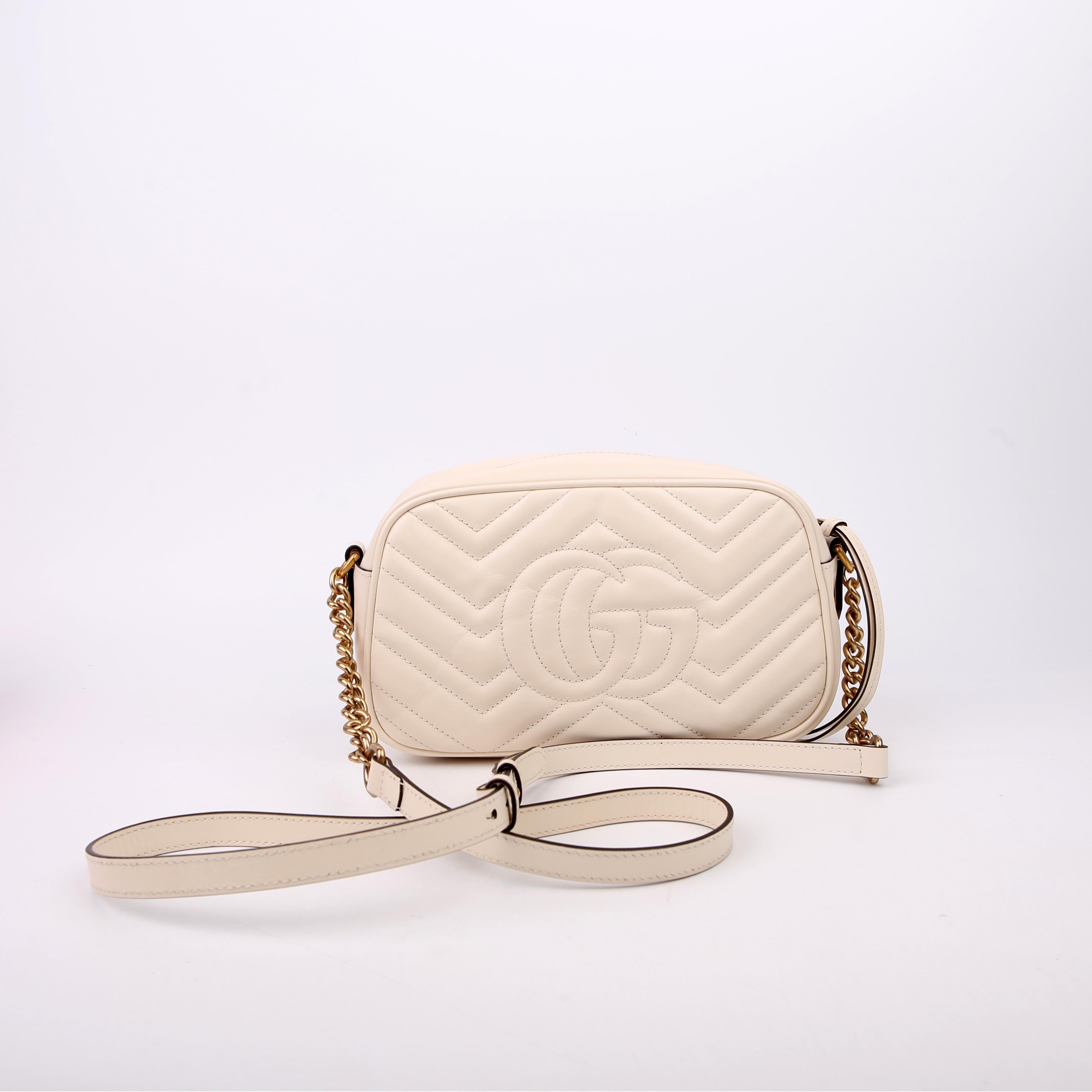 447632 Marmont Small Leather Camera White