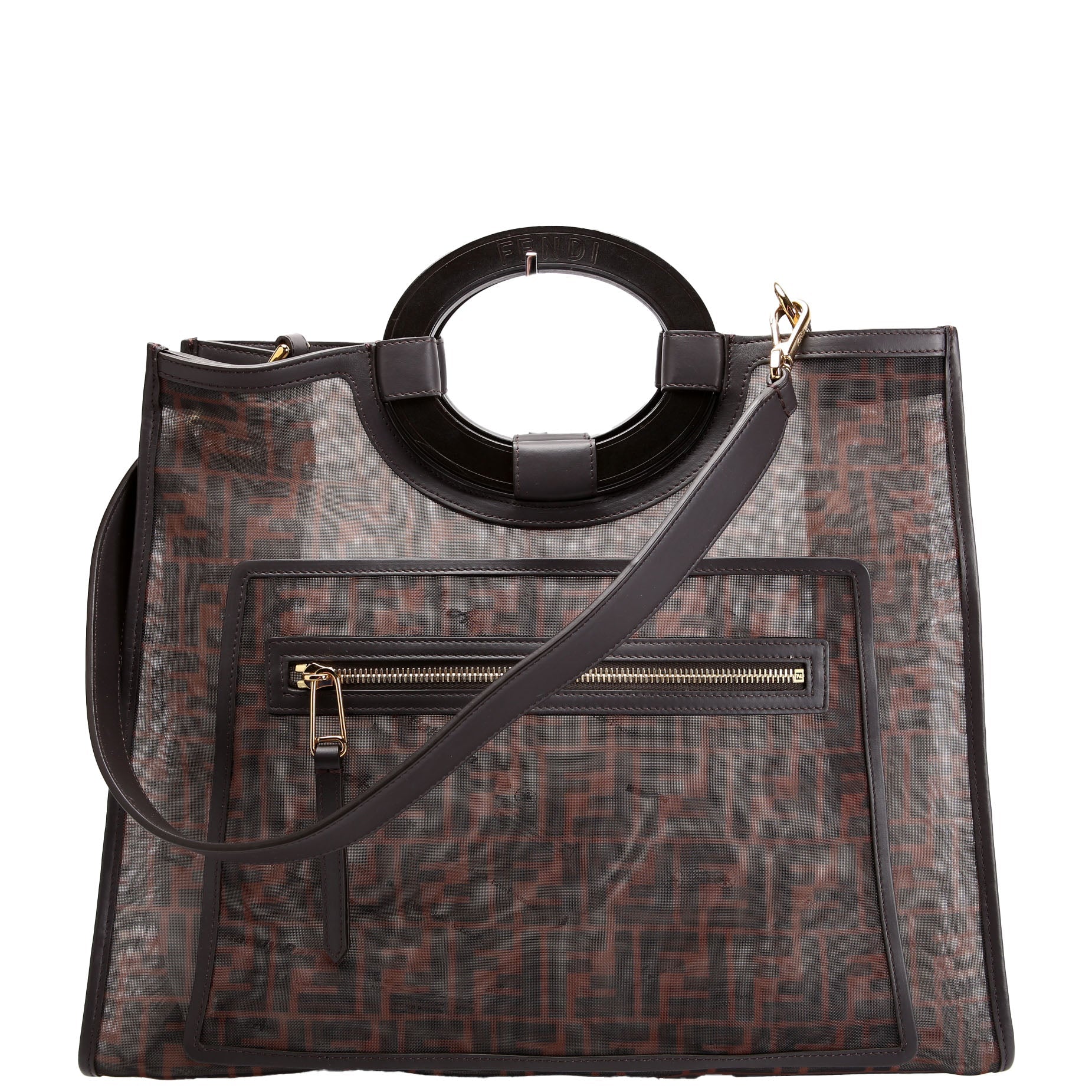 8BH360 FF Mesh Runaway Shopper Medium Brown