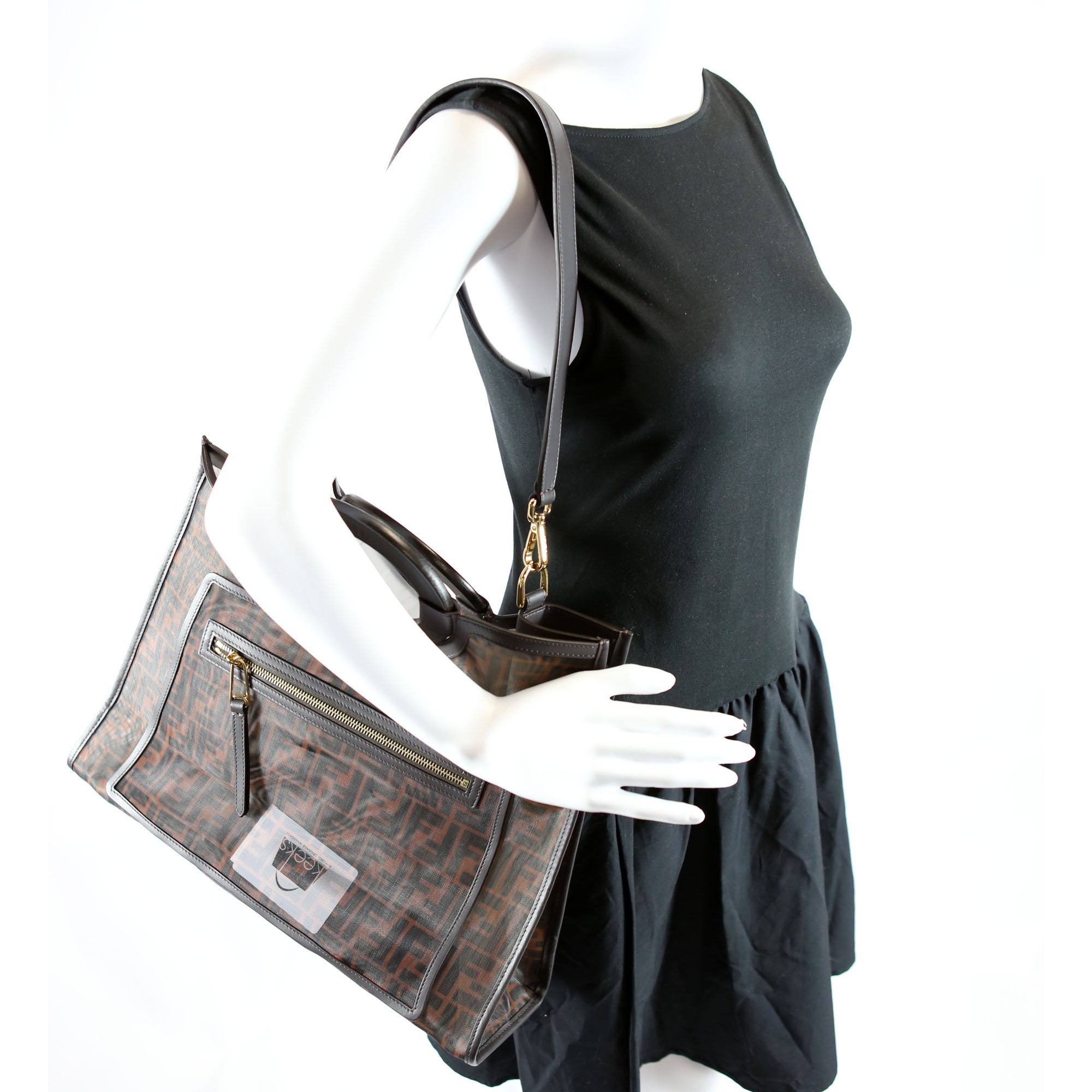 8BH360 FF Mesh Runaway Shopper Medium Brown
