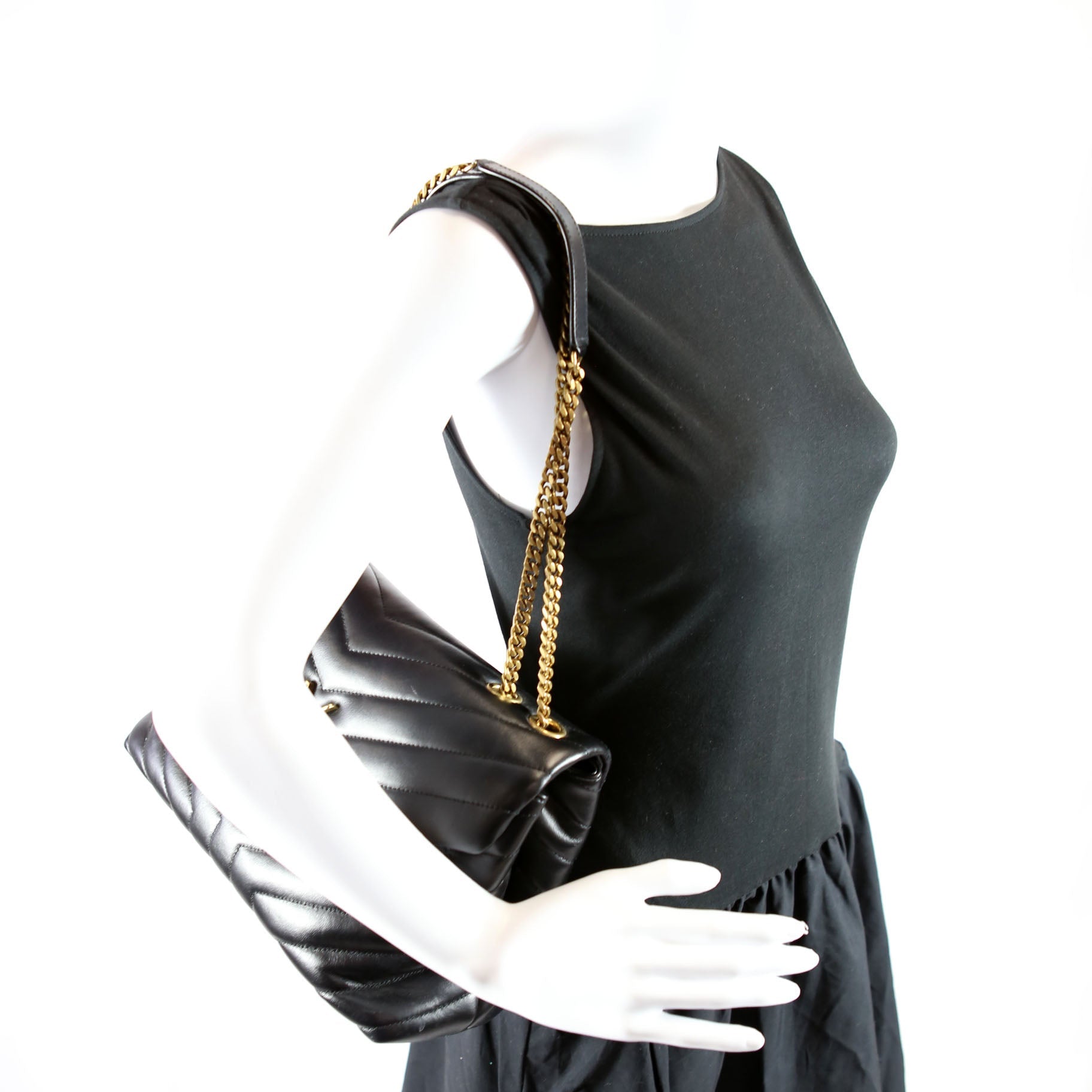 Loulou Medium Quilted Black/Gold