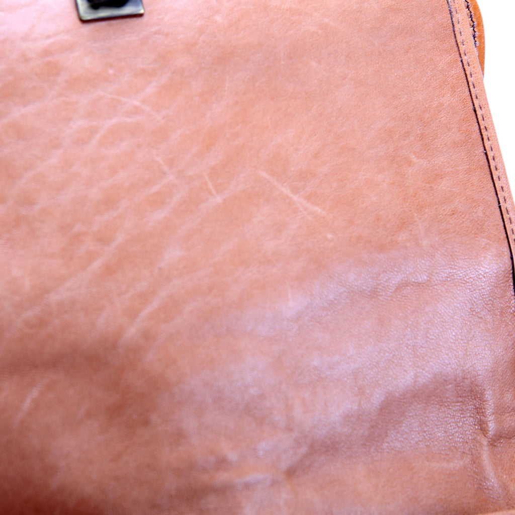 8BN165 B Bag Leather Embroidered Brown