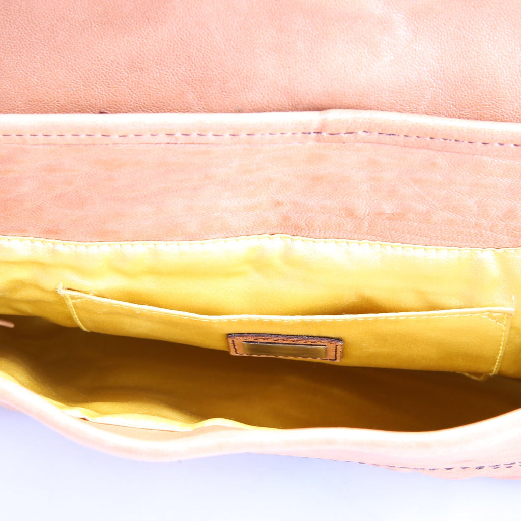 8BN165 B Bag Leather Embroidered Brown