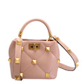 Roman Stud Top Handle Small Taupe/Gold