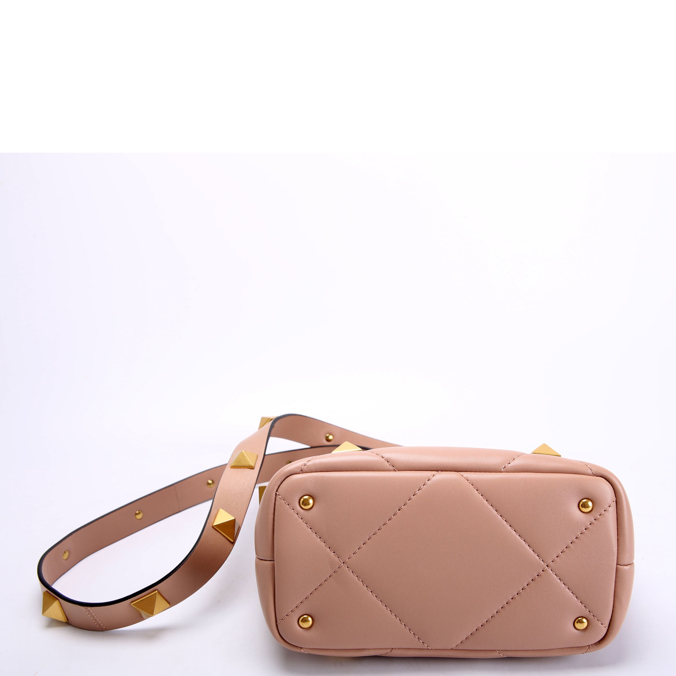 Roman Stud Top Handle Small Taupe/Gold