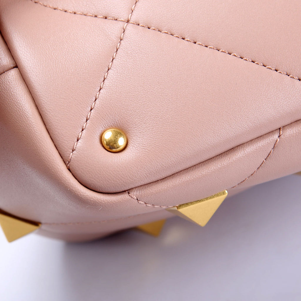 Roman Stud Top Handle Small Taupe/Gold