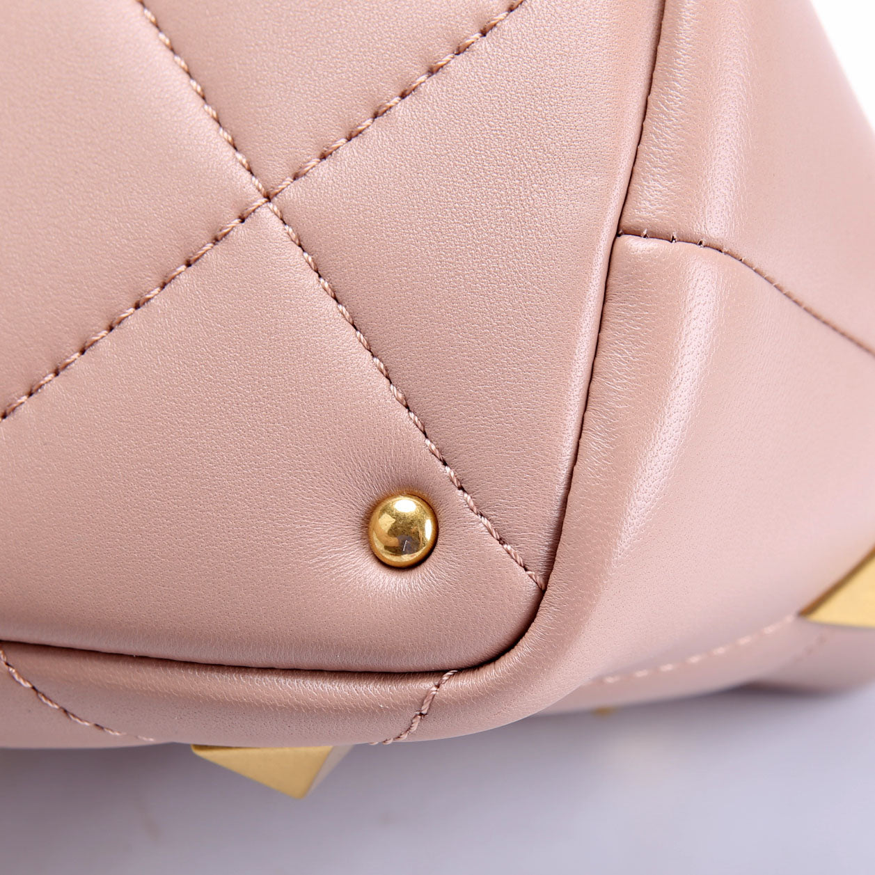 Roman Stud Top Handle Small Taupe/Gold