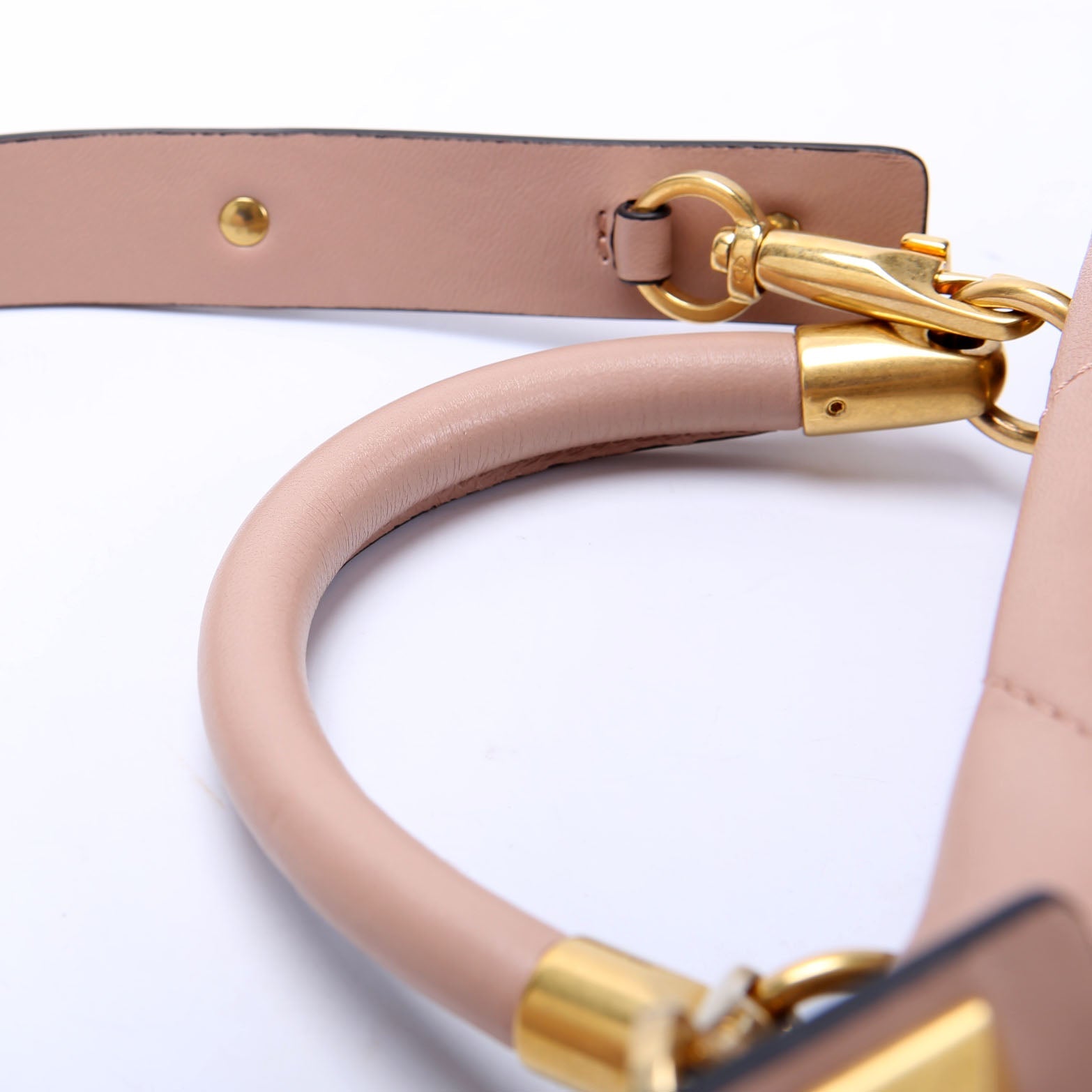 Roman Stud Top Handle Small Taupe/Gold
