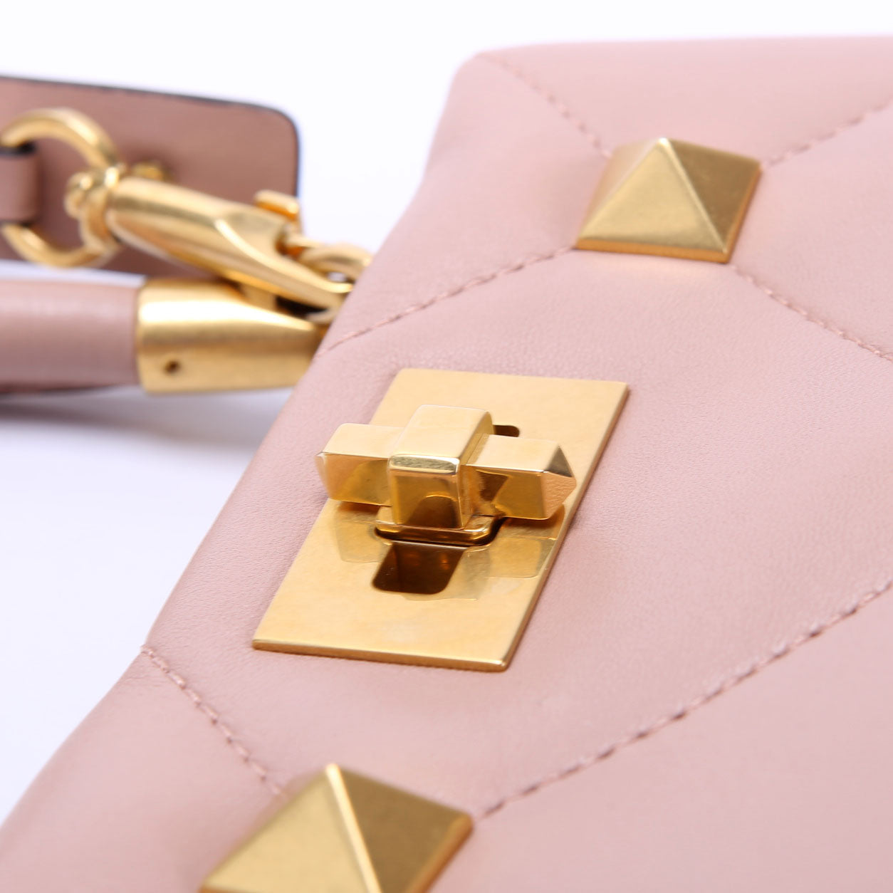 Roman Stud Top Handle Small Taupe/Gold