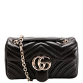 837280 GG Marmont Leather Small Shoulder Flap Black