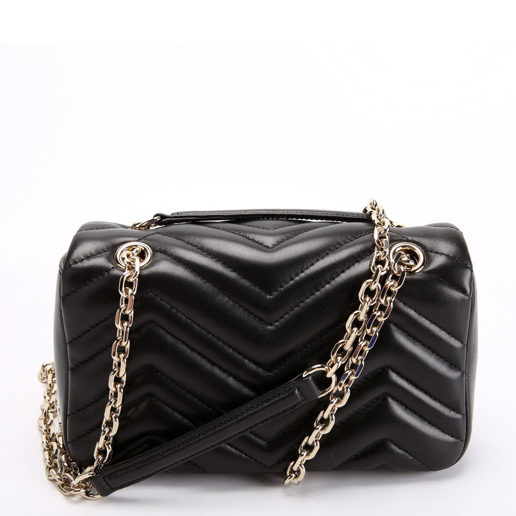 837280 GG Marmont Leather Small Shoulder Flap Black