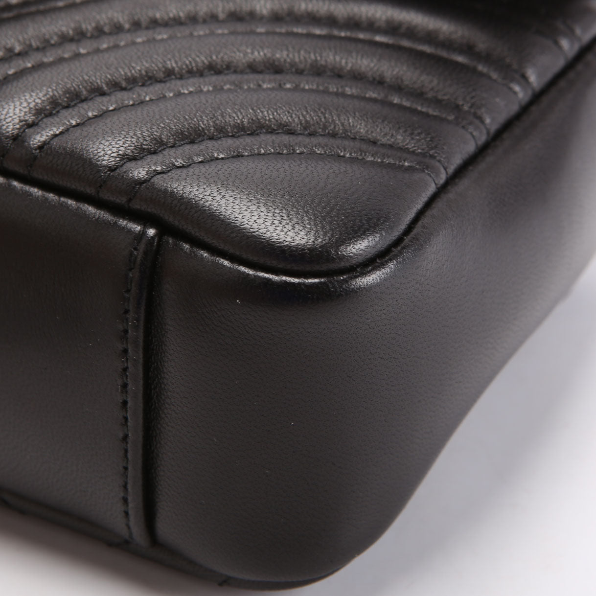 837280 GG Marmont Leather Small Shoulder Flap Black