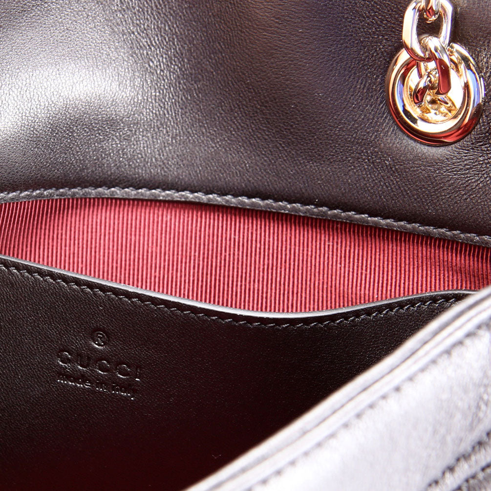 837280 GG Marmont Leather Small Shoulder Flap Black