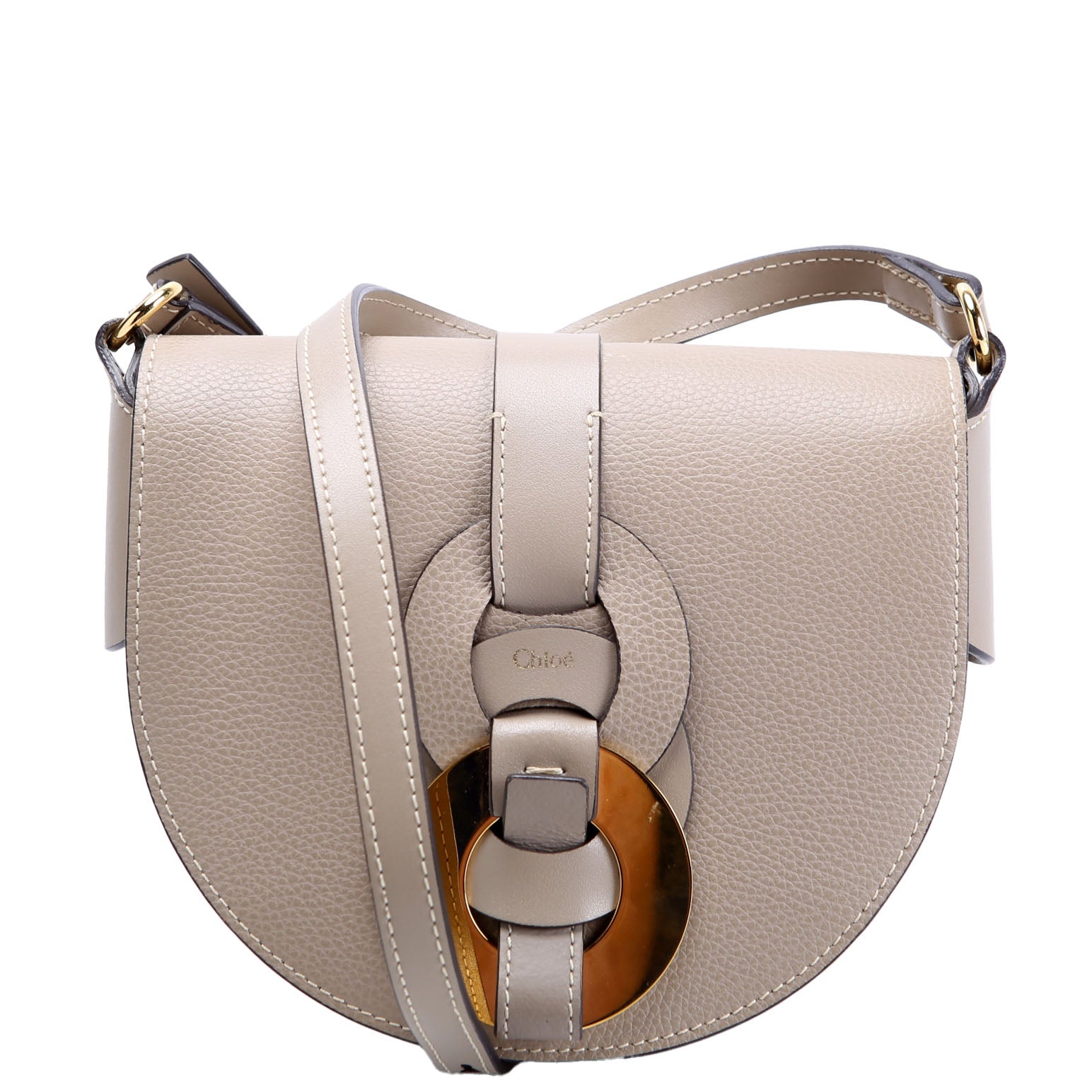 Darryl Leather Small Saddle Crossbody Taupe