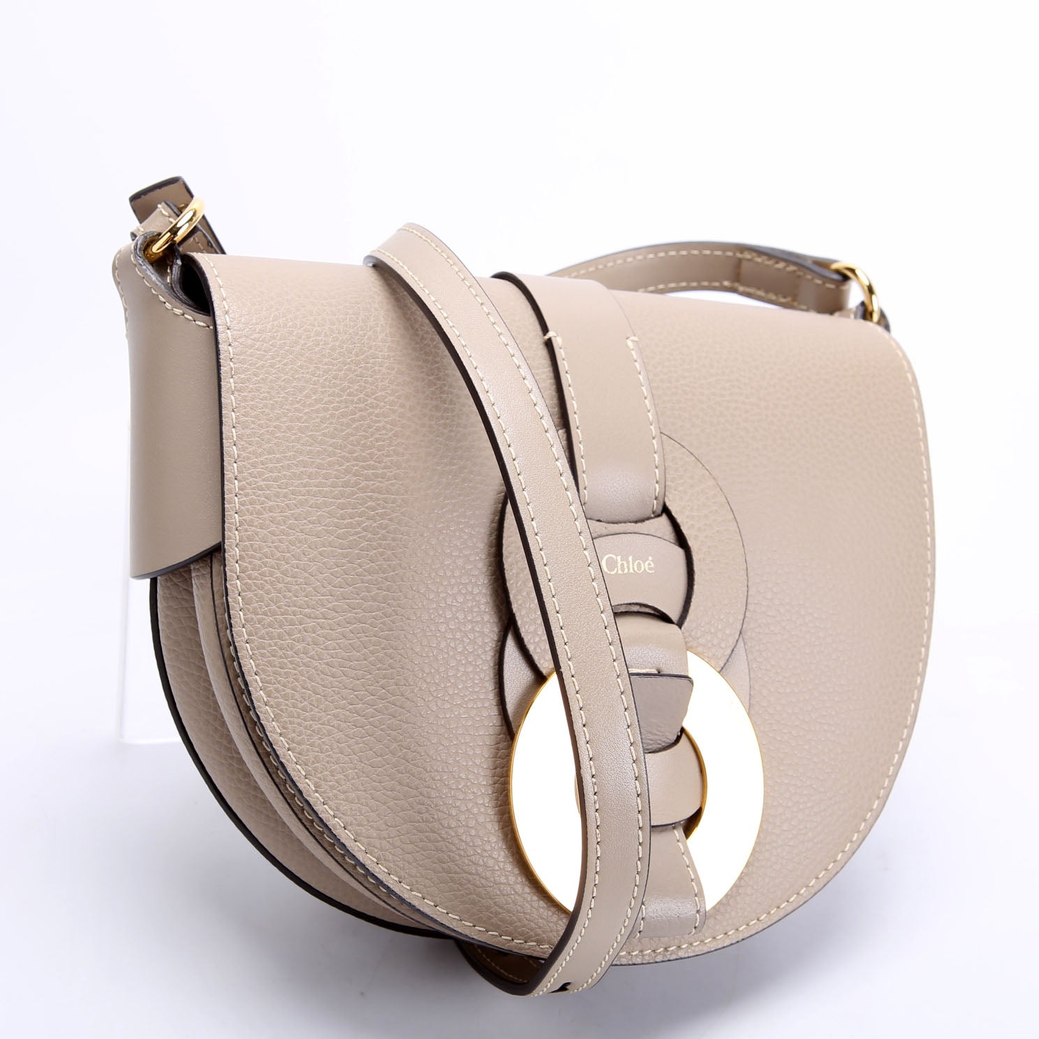 Darryl Leather Small Saddle Crossbody Taupe