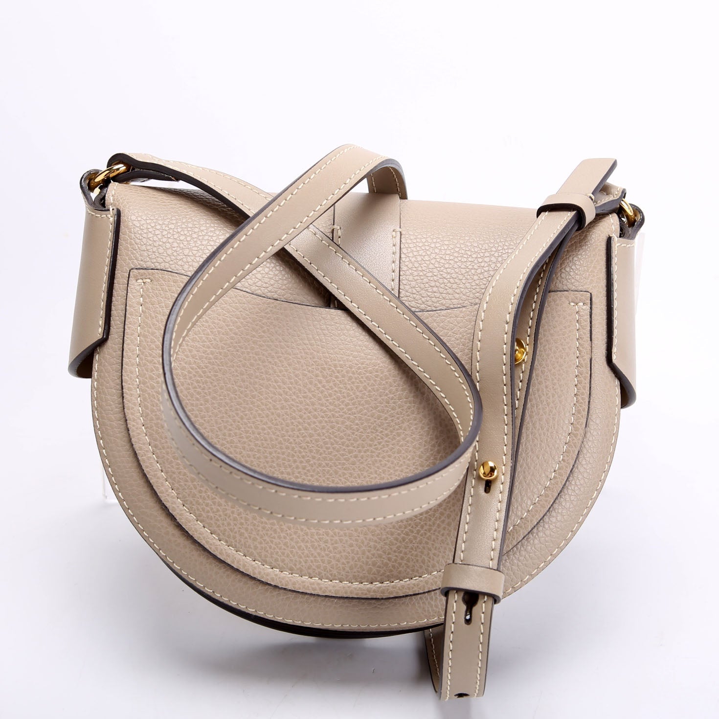 Darryl Leather Small Saddle Crossbody Taupe