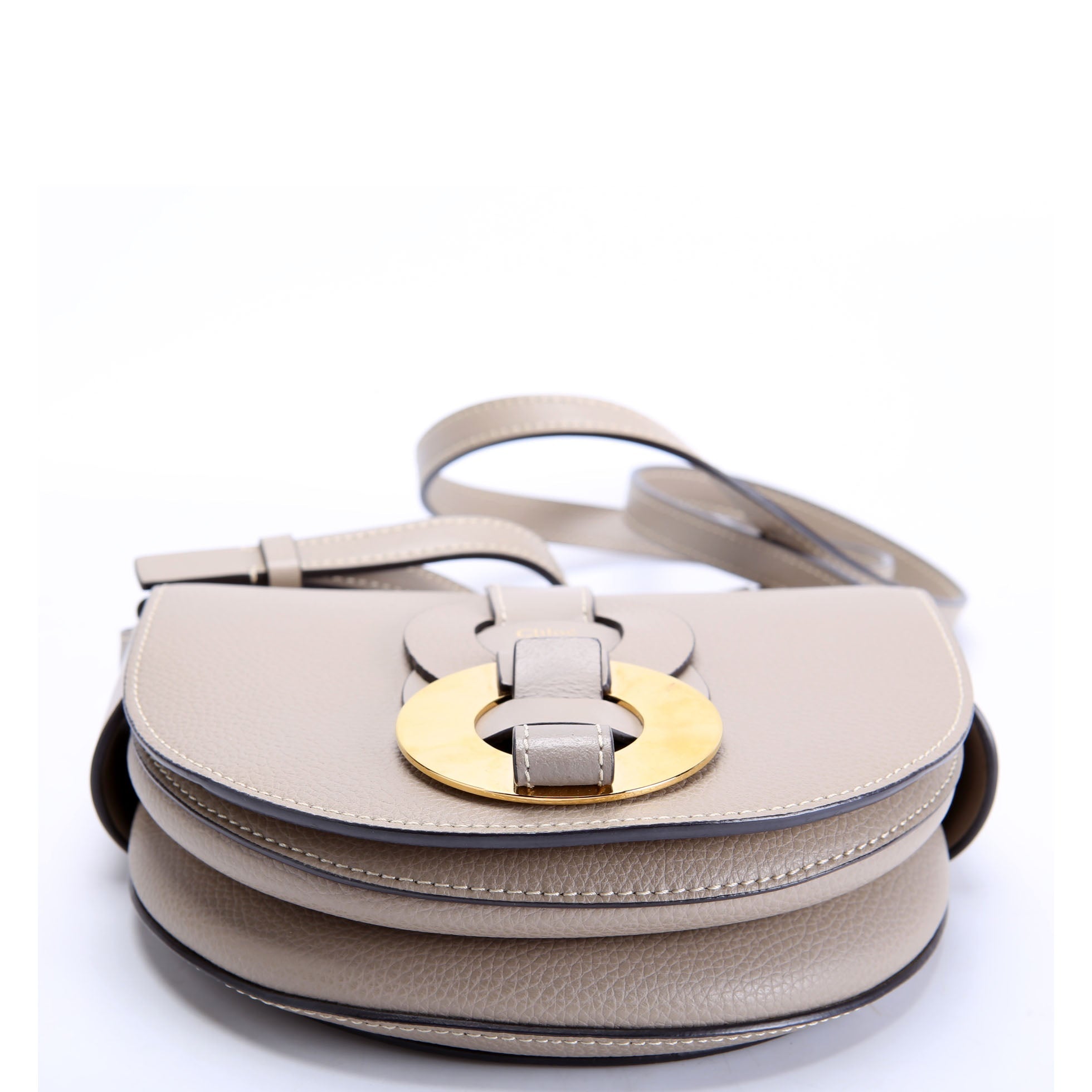 Darryl Leather Small Saddle Crossbody Taupe