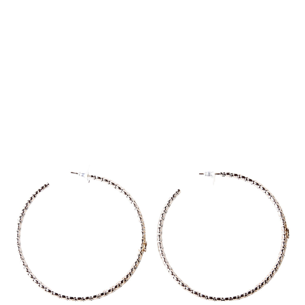 CC Crystal Large Hoop Earrings Silver