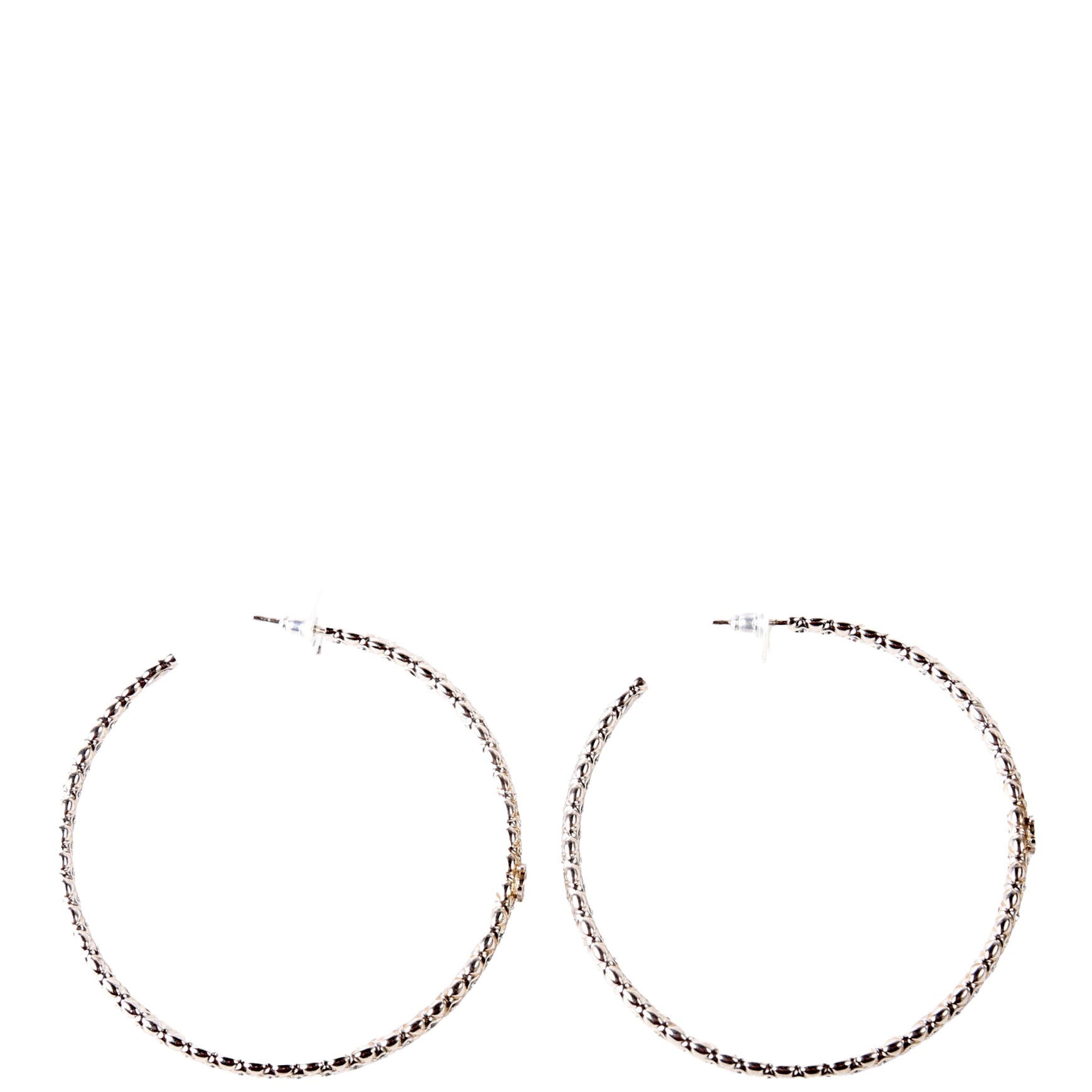 CC Crystal Large Hoop Earrings Silver