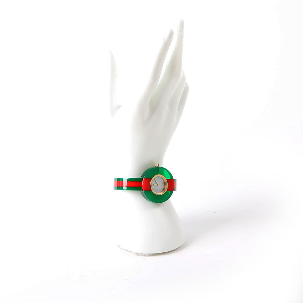 Gucci Web Plexiglass 143.4 Watch Green/Red