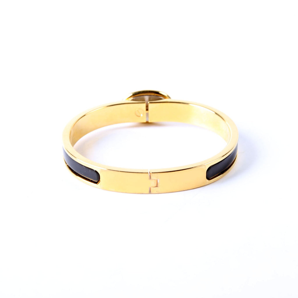 Chaine D'Ancre Enamel Bangle Bracelet Gold/Black