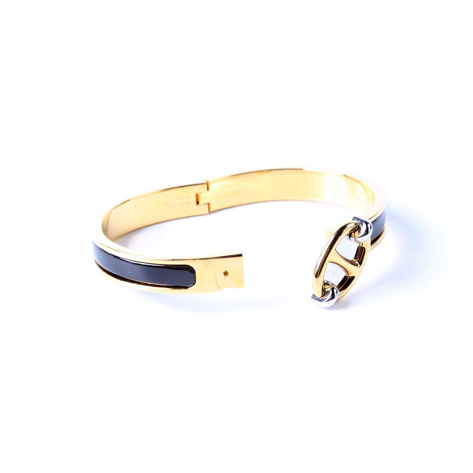 Chaine D'Ancre Enamel Bangle Bracelet Gold/Black