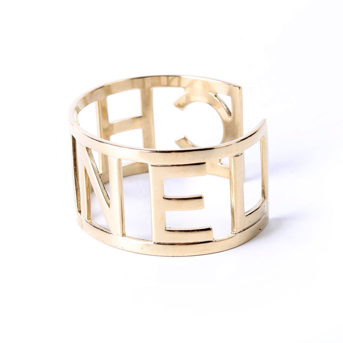 Logo Cutout Cuff Bracelet Gold