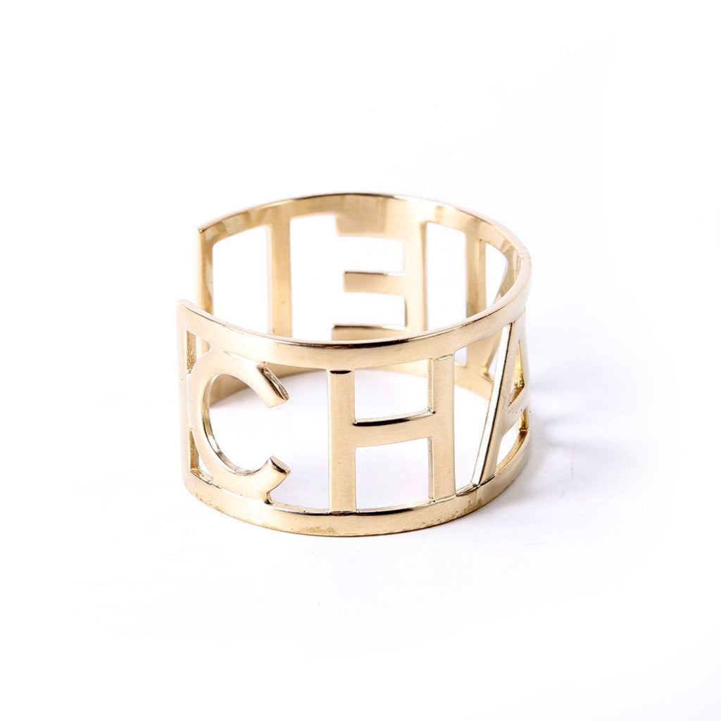 Logo Cutout Cuff Bracelet Gold