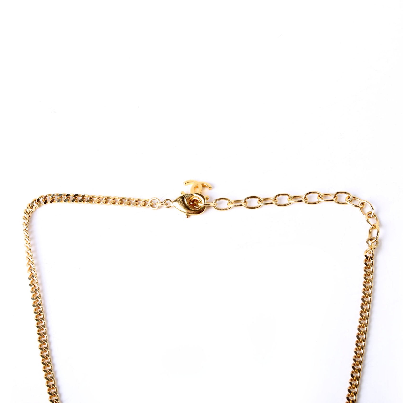CC Round Crystal Pendant Necklace Gold