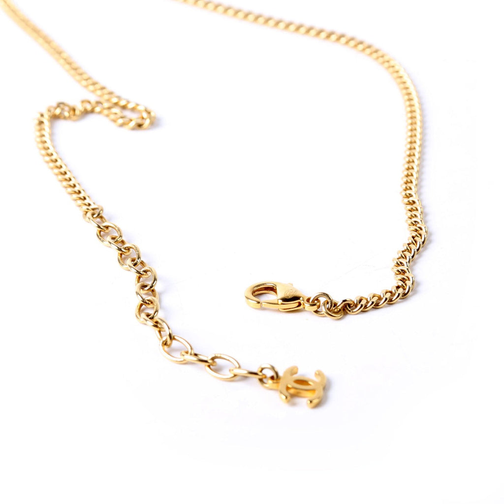 CC Round Crystal Pendant Necklace Gold