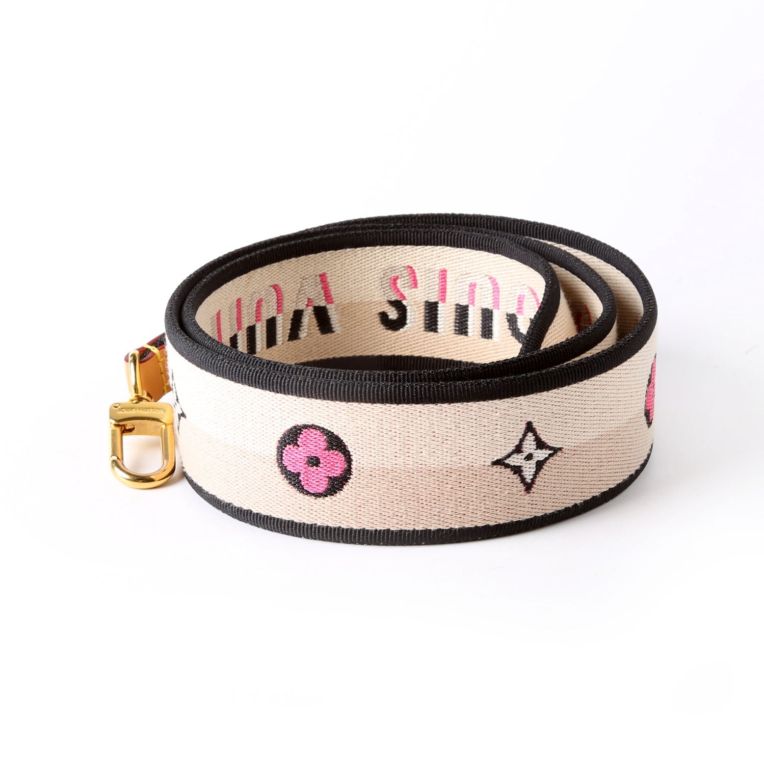 Jacquard Logo Shoulder 45MM Strap Beige/Black
