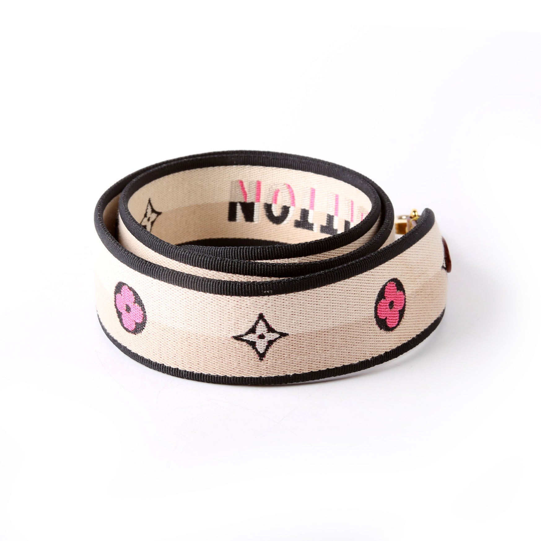 Jacquard Logo Shoulder 45MM Strap Beige/Black