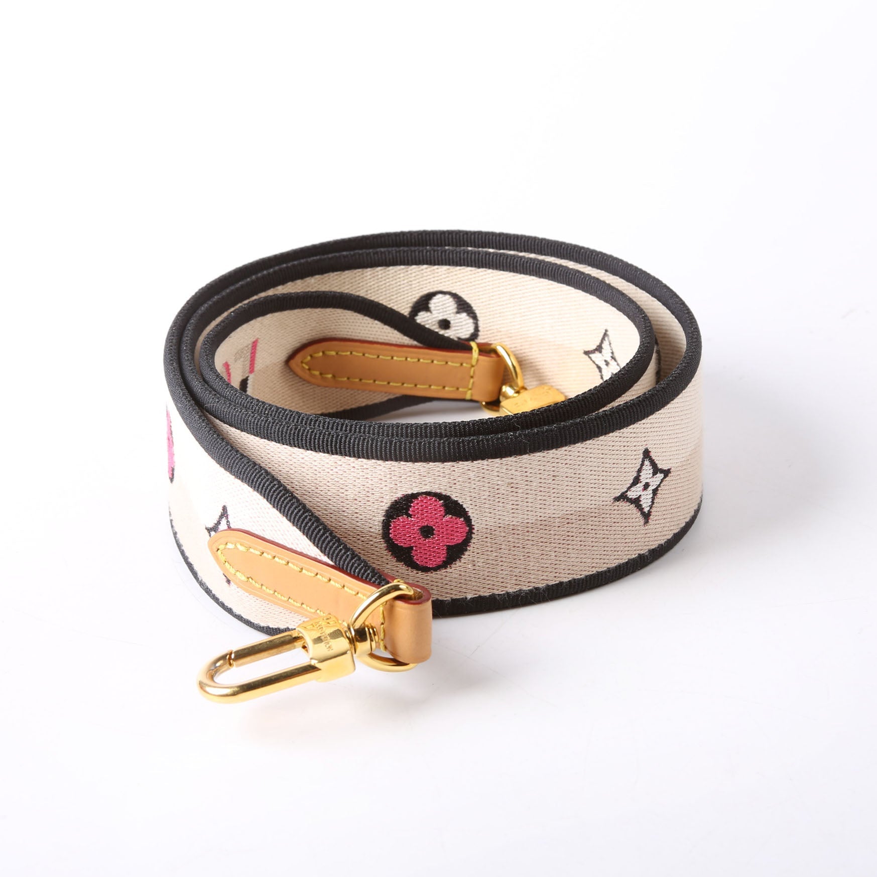Jacquard Logo Shoulder 45MM Strap Beige/Black
