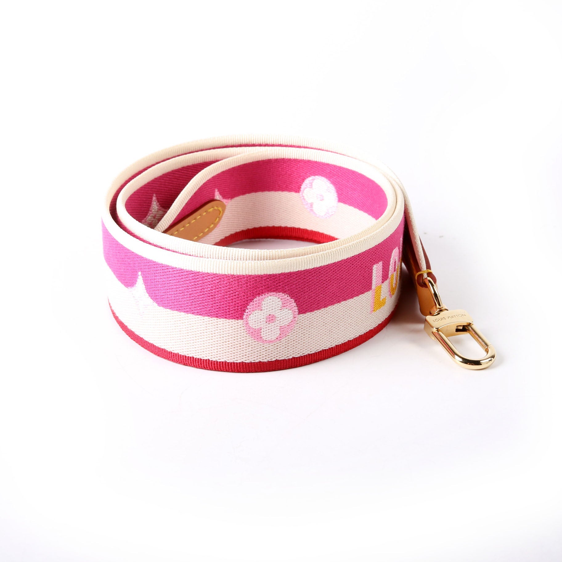Jacquard Logo Shoulder 45MM Strap Pink/Beige