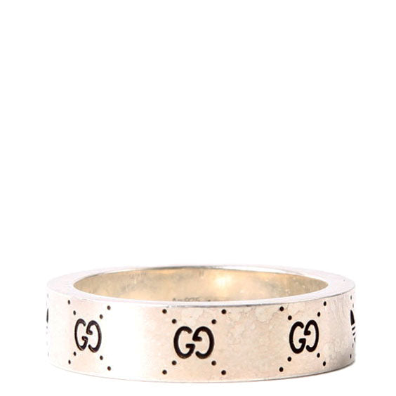 Gucci X Adidas GG Thin Band Ring Size 9.5 Silver/Black