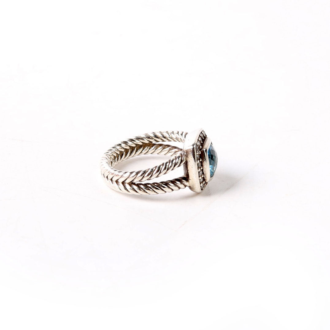Petite Albion 925/Topaz/Pave Ring Size 6