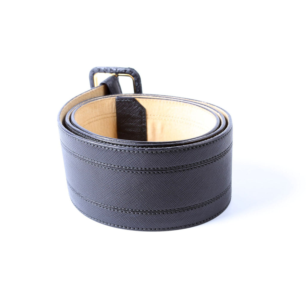 Extra Wide Saffiano Leather Belt Size 90/36 Black