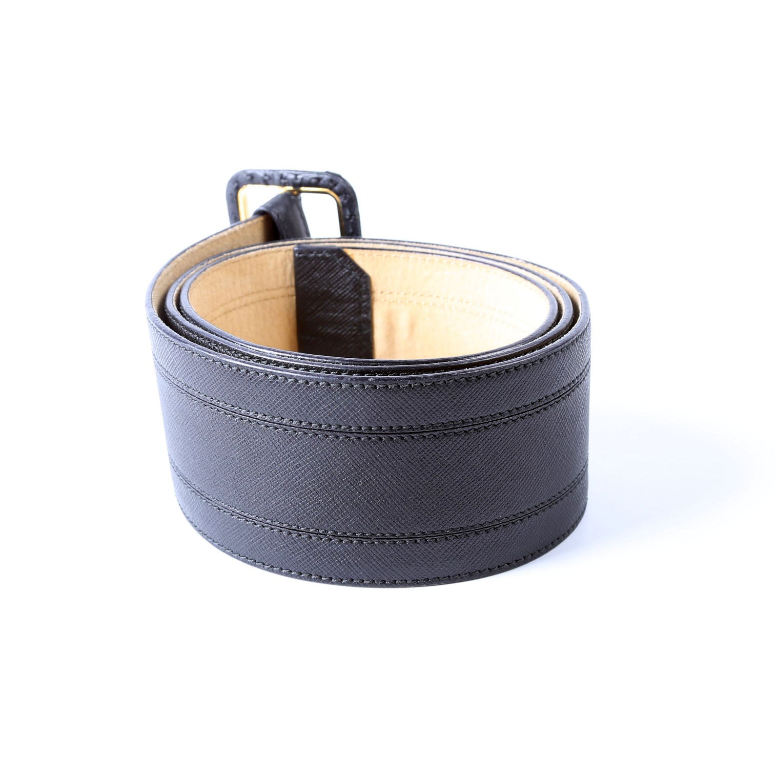 Extra Wide Saffiano Leather Belt Size 90/36 Black