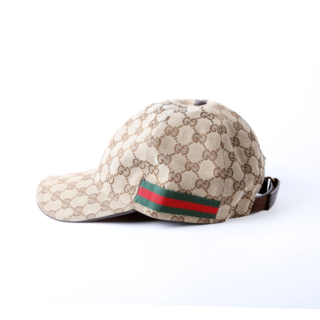 Gucci 200035 GG Canvas Web Hat Size Large Tan