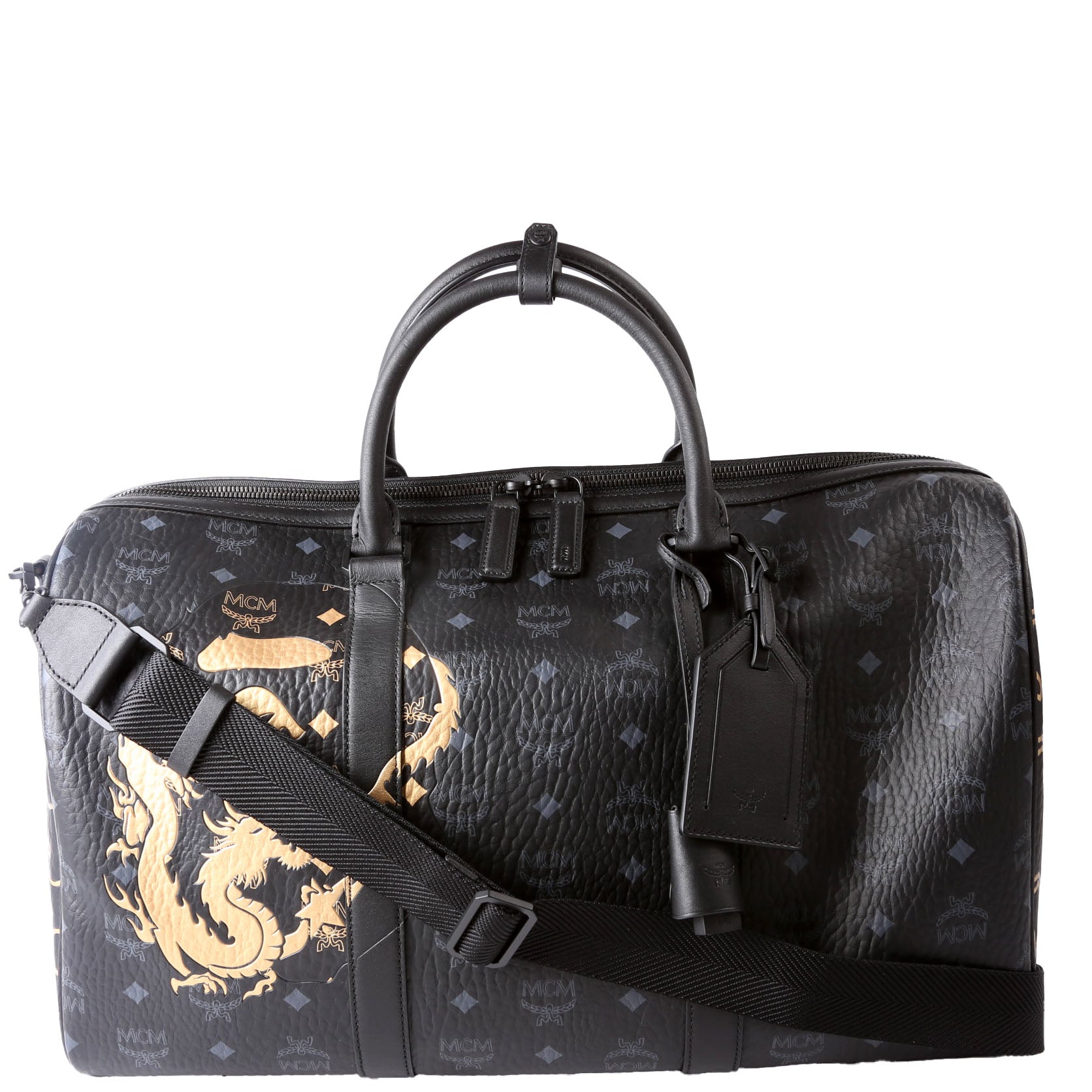 Bape X MCM Lunar New Year Visetos Weekender Medium Black/Gold