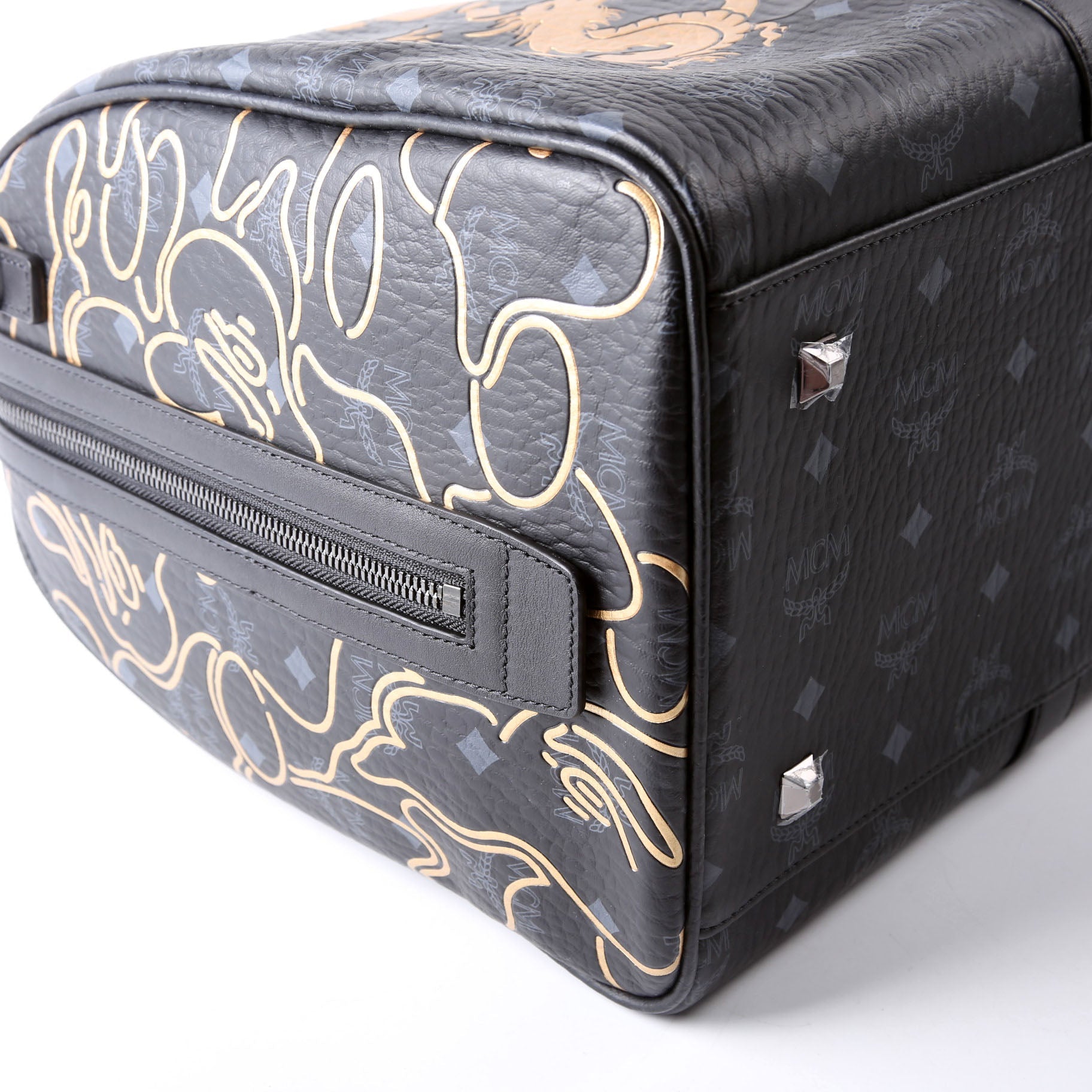 Bape X MCM Lunar New Year Visetos Weekender Medium Black/Gold