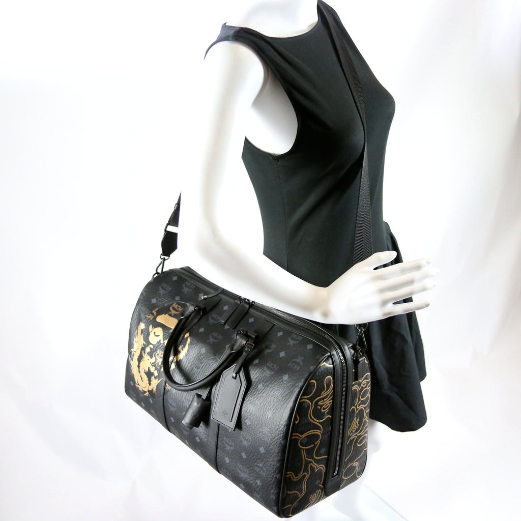 Bape X MCM Lunar New Year Visetos Weekender Medium Black/Gold