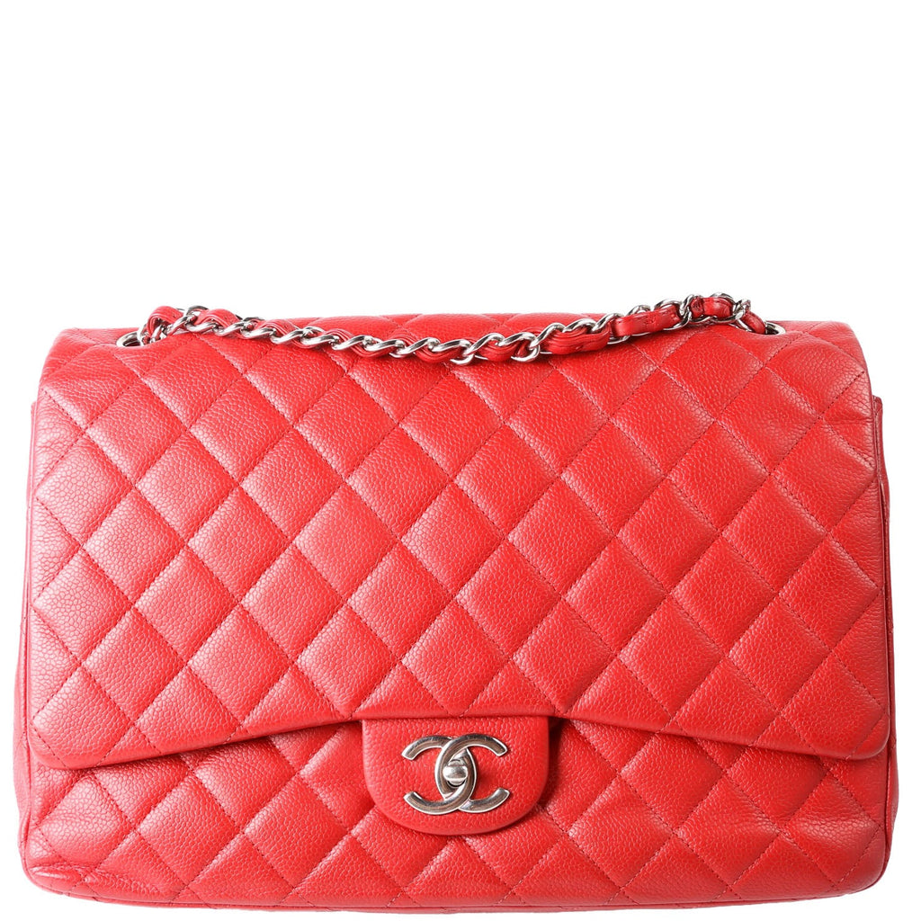 Classic Flap Max Caviar 18M Red