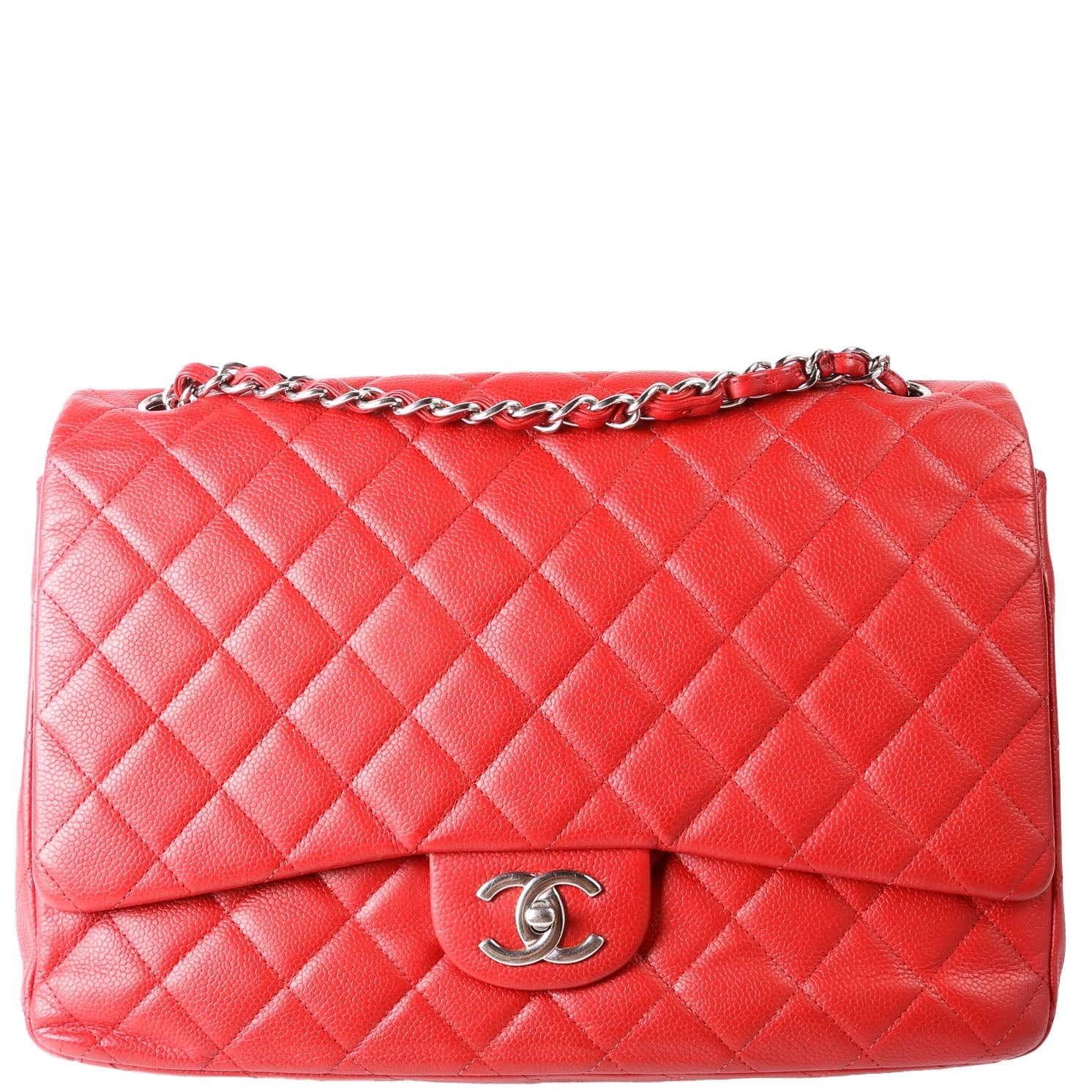 Classic Flap Max Caviar 18M Red