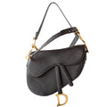 Saddle Bag With Strap Grained Leather Black