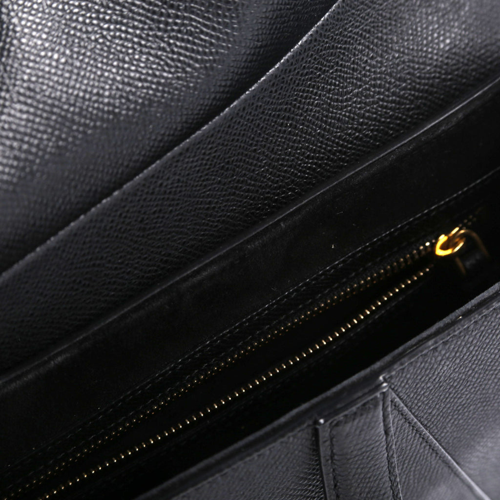 Saddle Bag With Strap Grained Leather Black